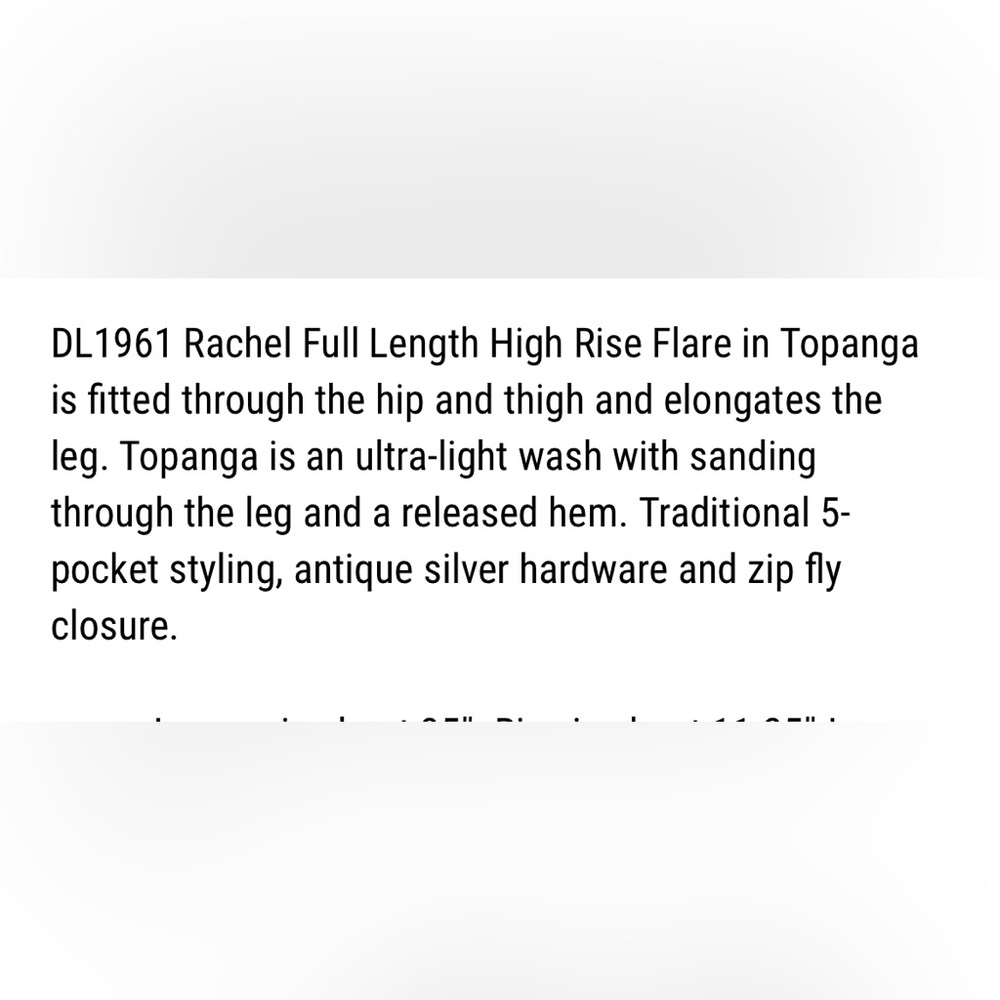 DL 1961 High Rise Bell Bottom Jeans. Size 29. Excellent Condition. - Picture 7 of 13